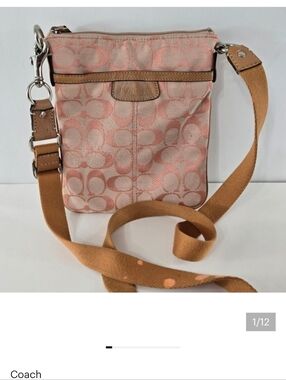 Coach Penelope Signature Jacquard Crossbody Slim Swing Pack Bag Fair Condition